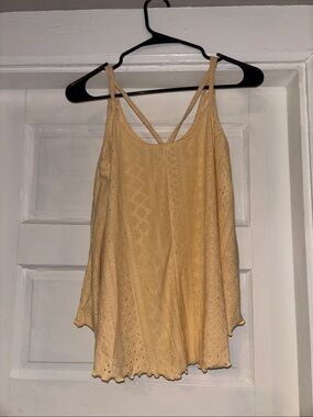 SHEIN Pale Yellow Lace-Pattern Strappy Camisole